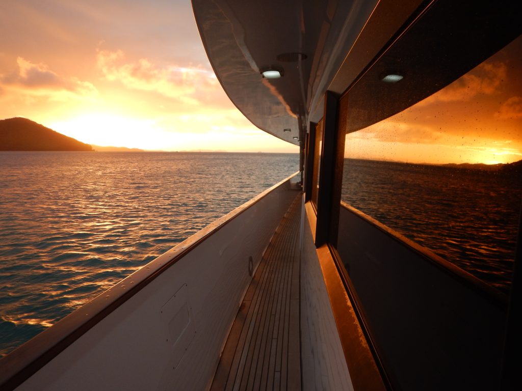 Whitsundays Sunset Yacht Window Reflection